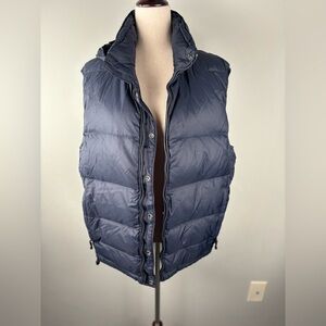 GAP Medium Blue Men's Warm Down Filled Puffer Vest Pockets Snaps Hoodie …